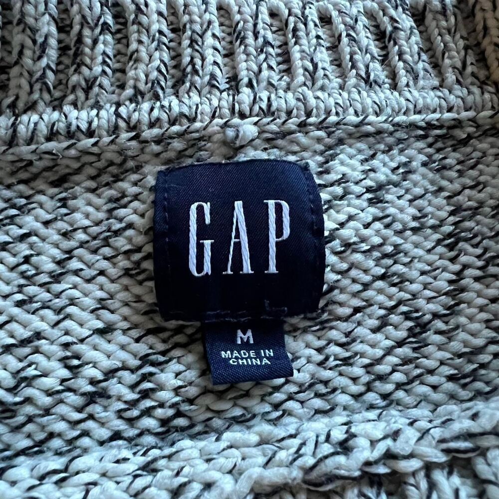 Gap Marled Knit Sweater White Black Minmalist Pullover Womens M Classic Neutral - Picture 6 of 7